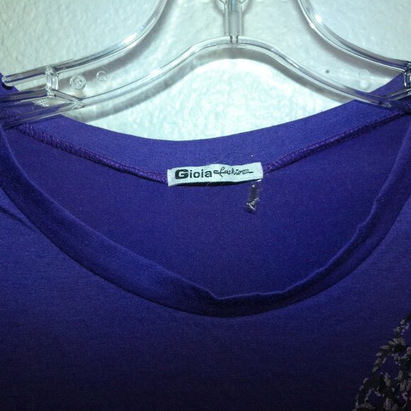 Gioia Fashion, Purple tank top, with animal prints and feather design - Picture 5 of 9